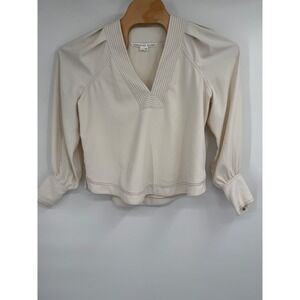 VERONICA BEARD Osler Puff Sleeve Top Long Sleeve V Neck Cream Sz 2